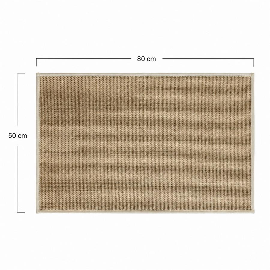 Tappeto beige antiscivolo 50x80 cm effetto lino intrecciato