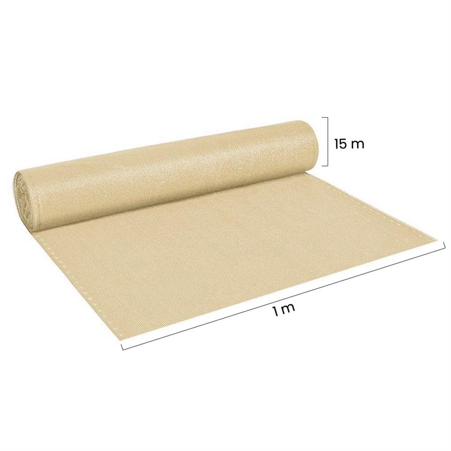 Rete ombreggiante beige HDPE 1x15 m 120 g/m² per recinzioni