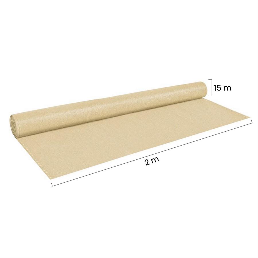 Rete ombreggiante beige HDPE 2x15 m 120 g/m² per giardino