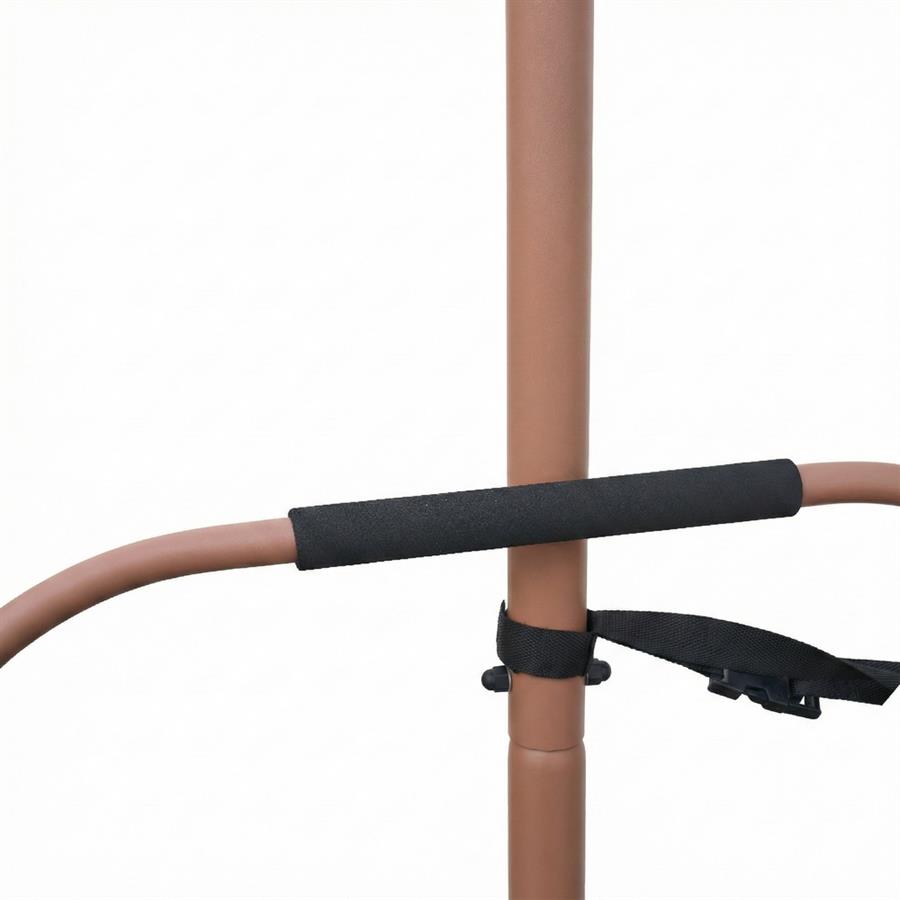 Poltrona sospesa da giardino mocha struttura in acciaio con cuscino beige - Essentia