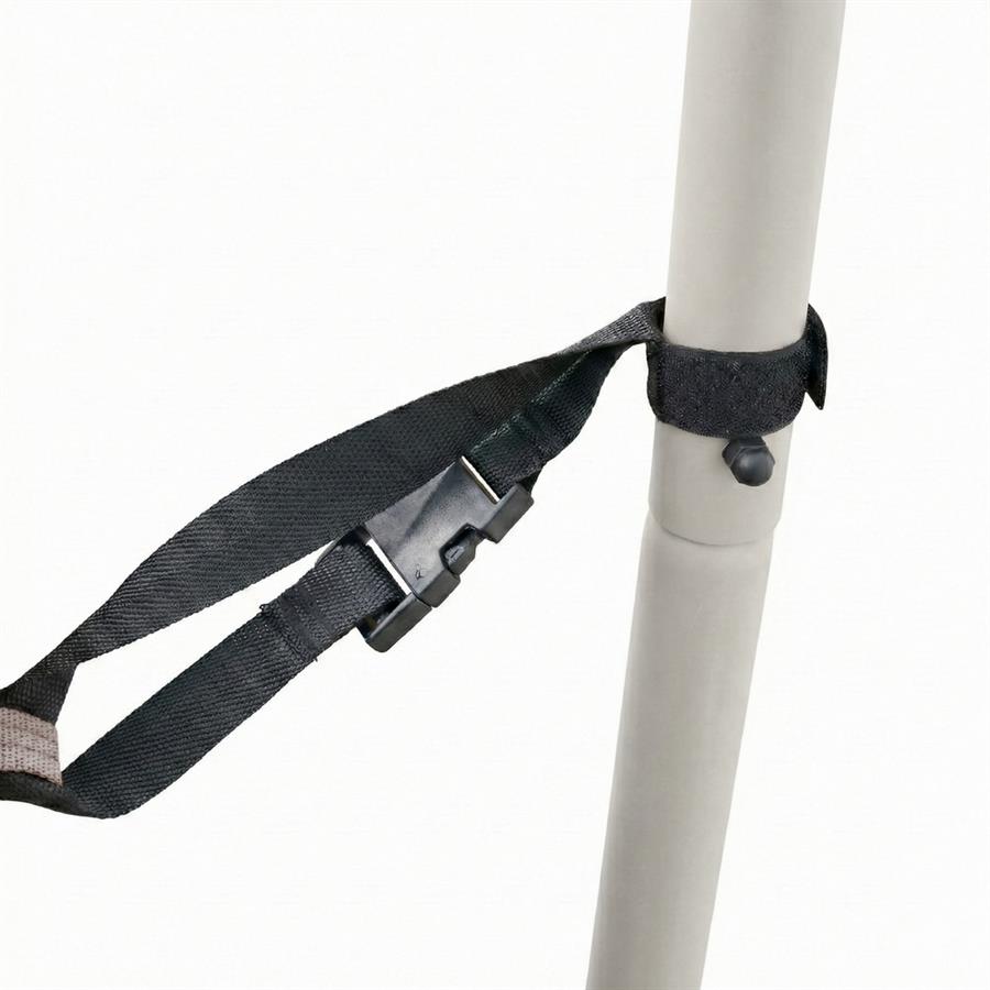 Poltrona sospesa struttura in acciaio bianco con cuscino beige - Essentia
