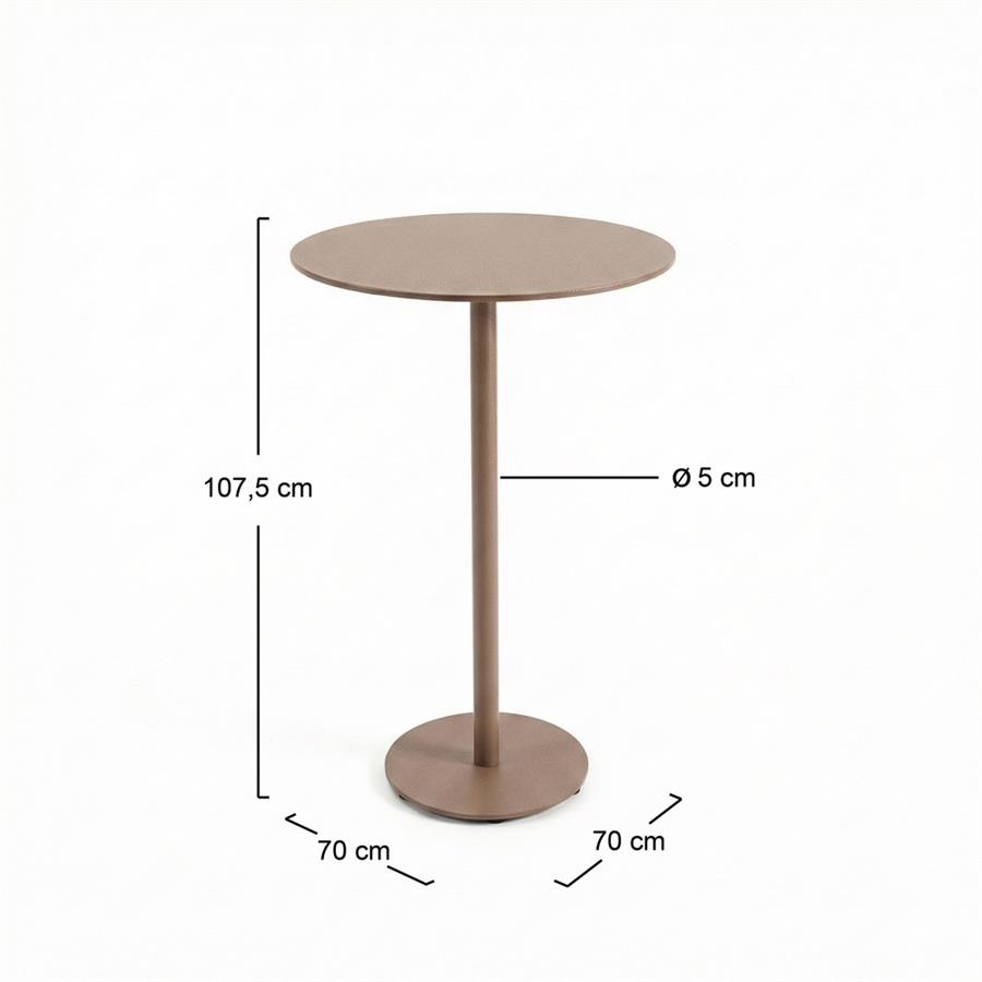 Tavolo bar da esterno mocha mousse in alluminio 70x70 cm - Satori