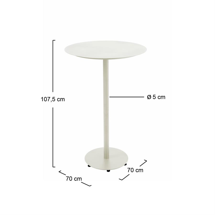 Tavolo alto da esterno bianco latte in alluminio 70x70 cm - Satori