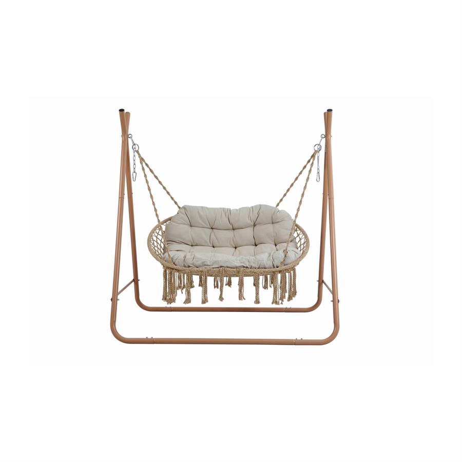 Dondolo sospeso 2 posti mocha con cuscino impermeabile 170x110x175 cm - Satori