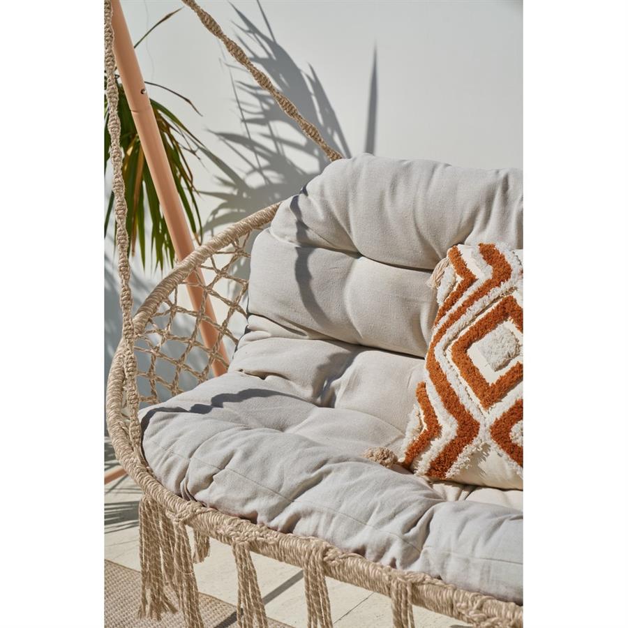Dondolo sospeso 2 posti mocha con cuscino impermeabile 170x110x175 cm - Satori