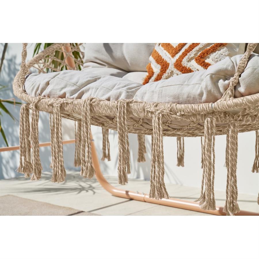 Dondolo sospeso 2 posti mocha con cuscino impermeabile 170x110x175 cm - Satori