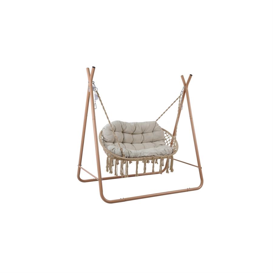 Dondolo sospeso 2 posti mocha con cuscino impermeabile 170x110x175 cm - Satori