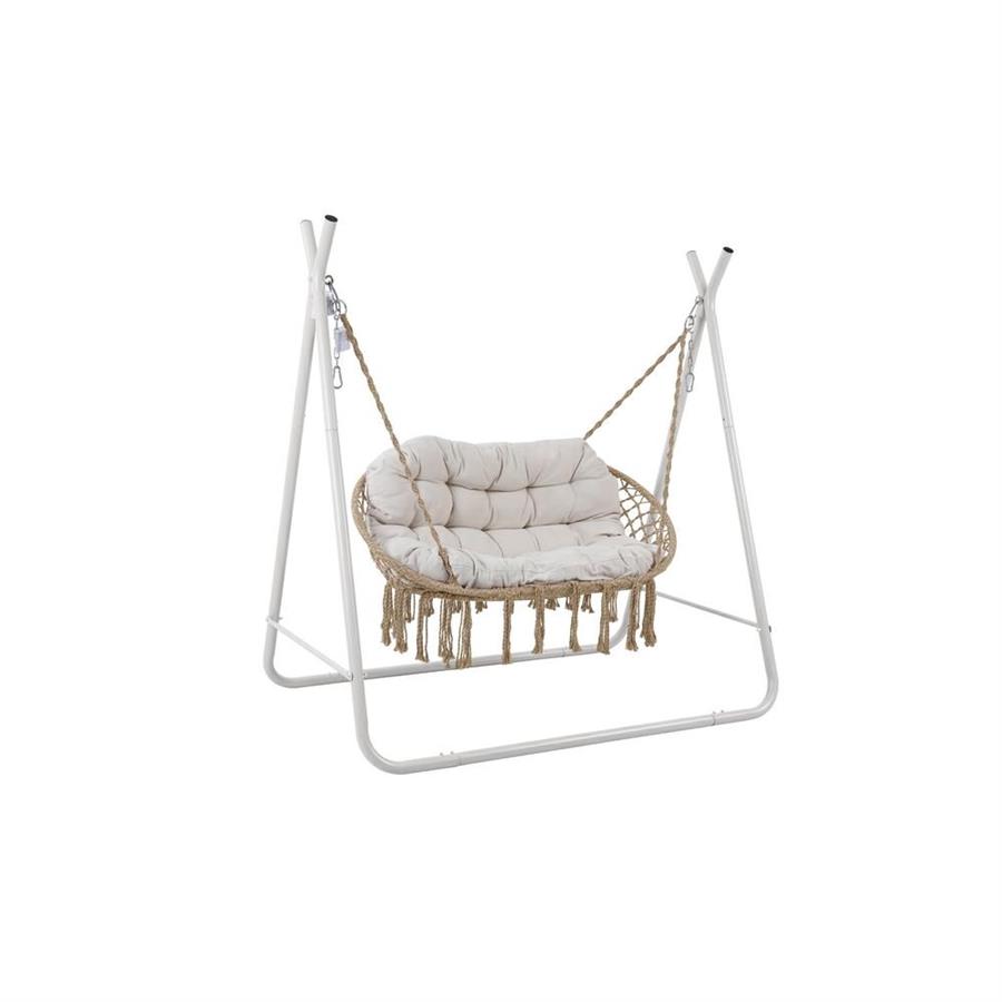Dondolo 2 posti telaio accaio bianco con cuscino 170x110x175 cm - Satori