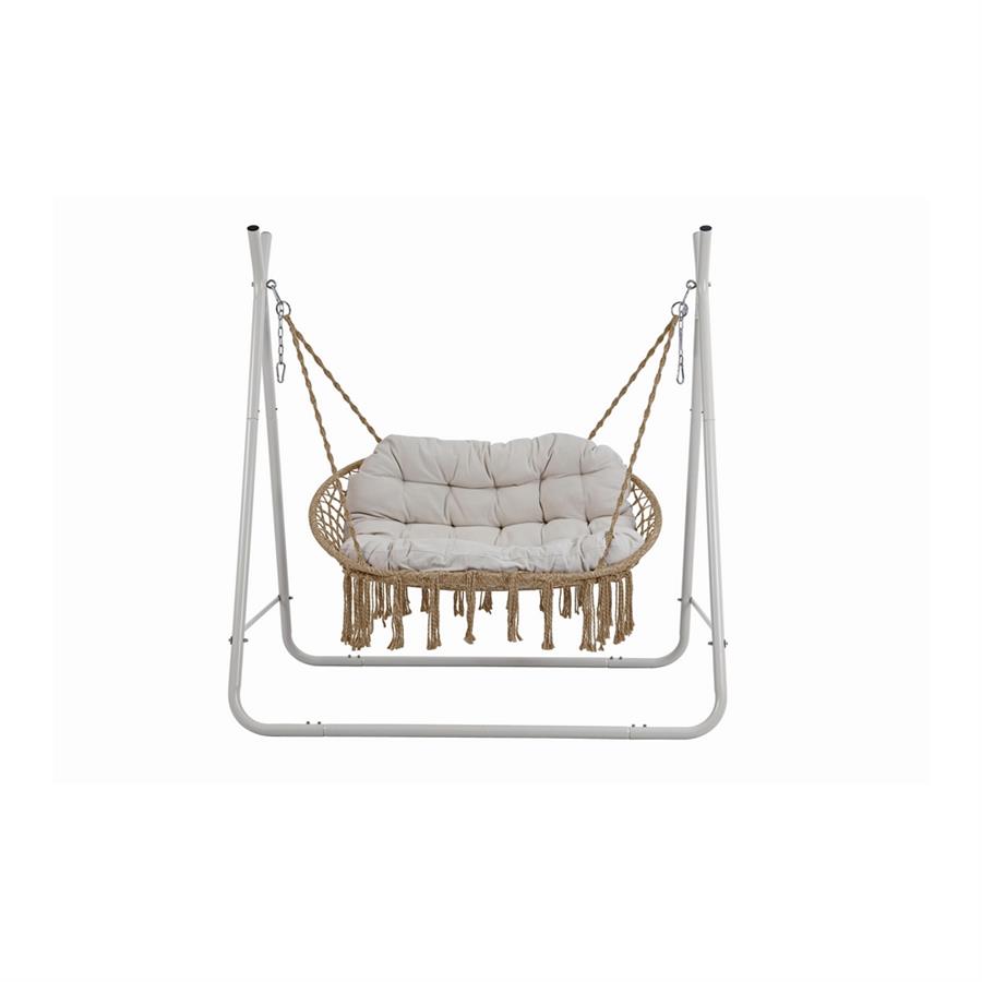 Dondolo 2 posti telaio accaio bianco con cuscino 170x110x175 cm - Satori