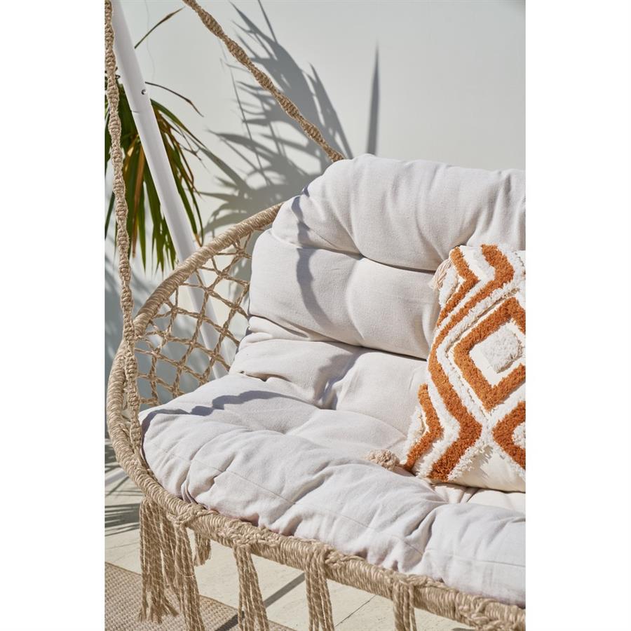 Dondolo 2 posti telaio accaio bianco con cuscino 170x110x175 cm - Satori