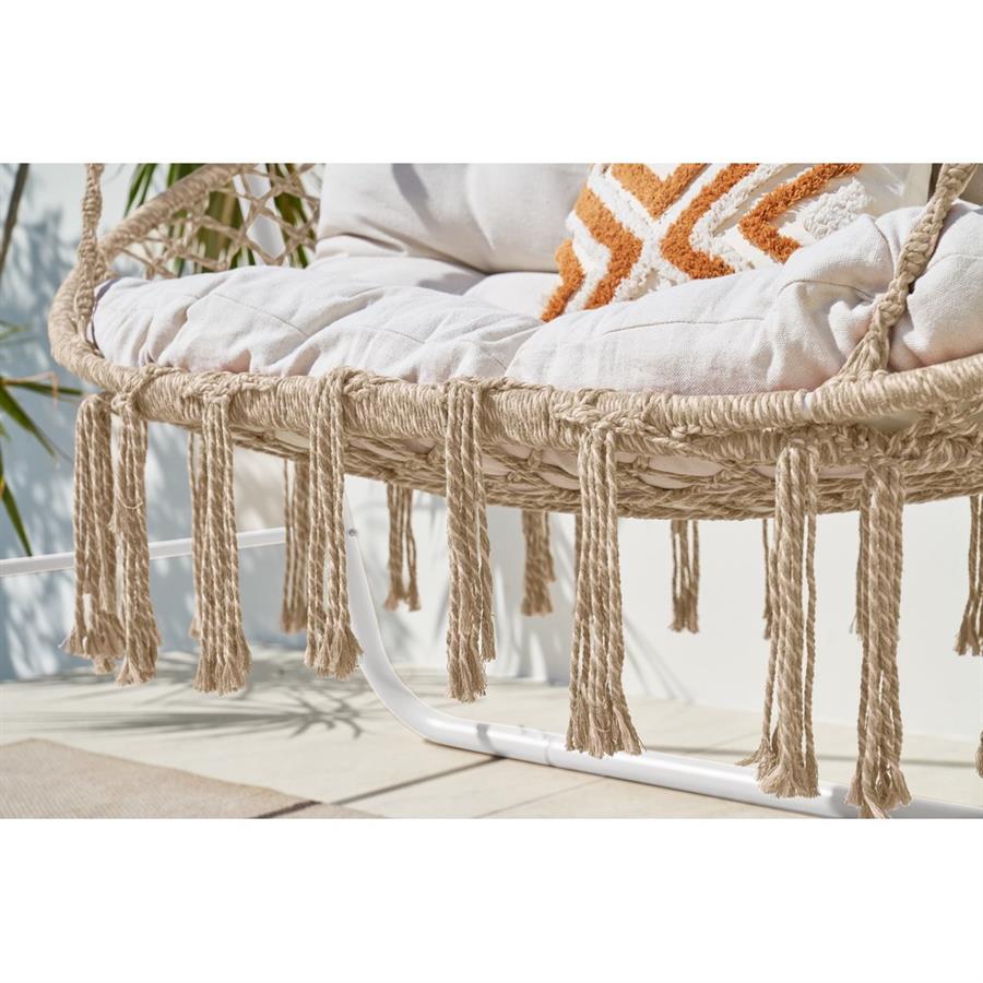 Dondolo 2 posti telaio accaio bianco con cuscino 170x110x175 cm - Satori