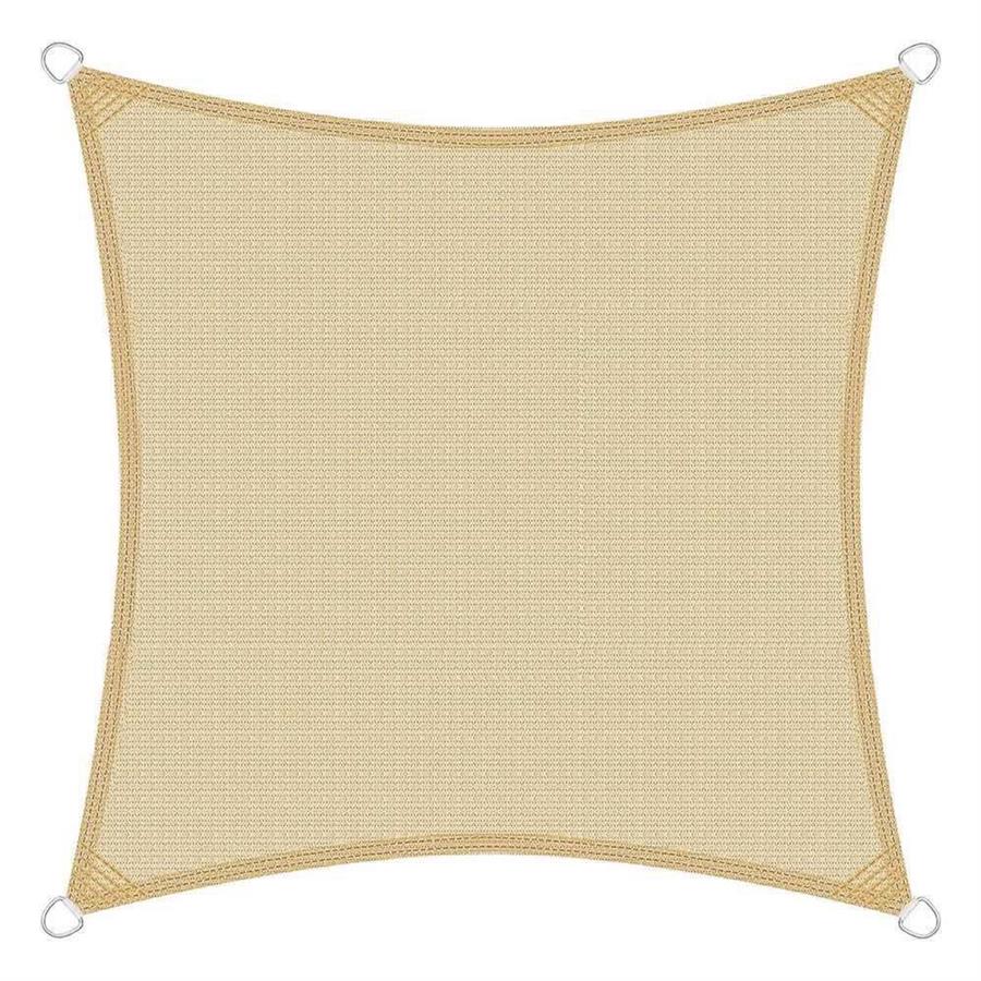 Vela parasole 5x5m beige in HDPE anti-UV con anelli acciaio