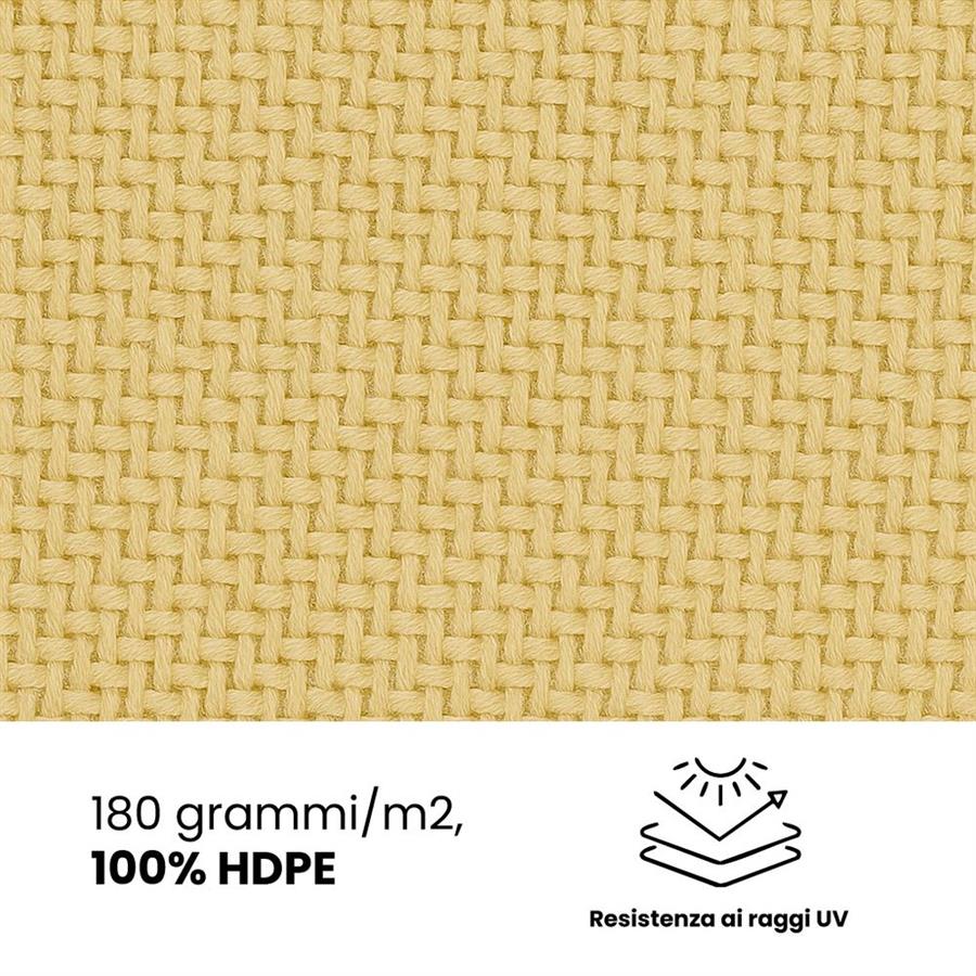 Vela parasole 5x5m beige in HDPE anti-UV con anelli acciaio