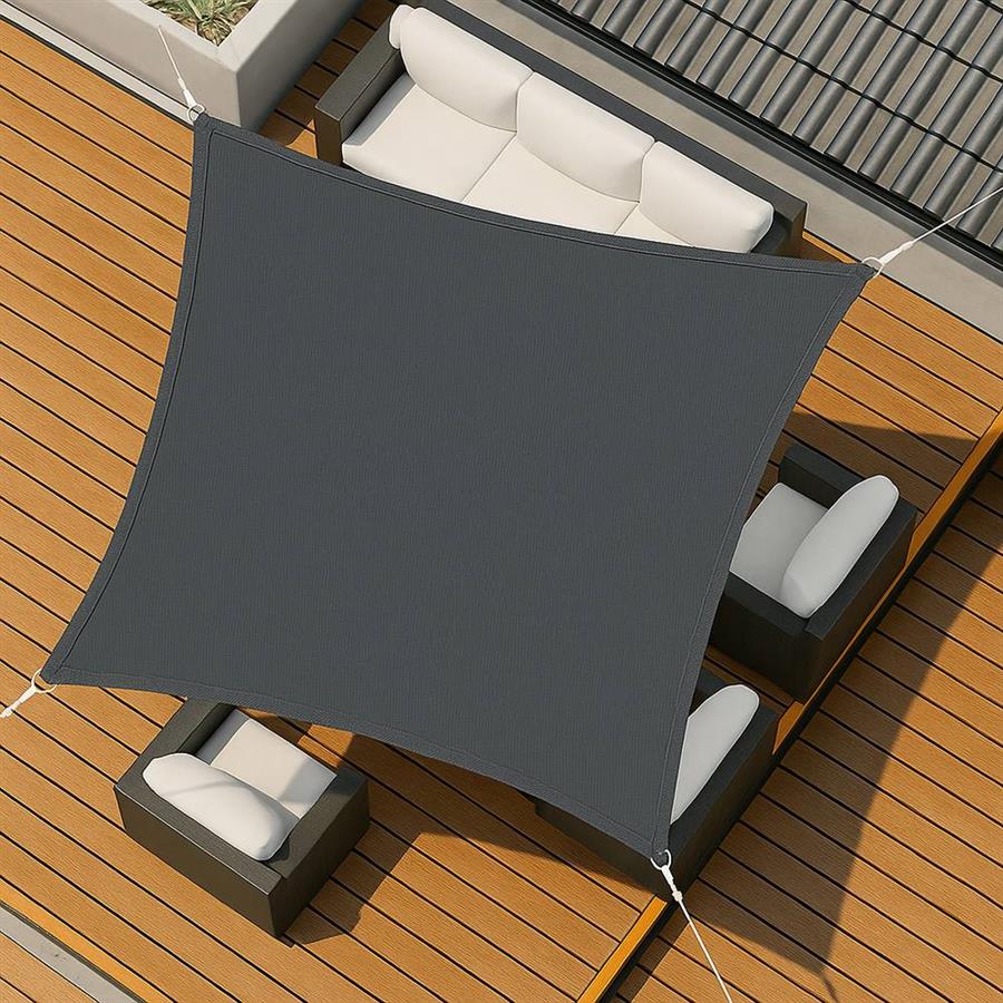 Vela parasole 5x5m grigia in HDPE anti-UV con anelli acciaio
