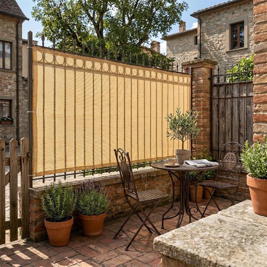 Rete ombreggiante beige HDPE 1x15 m 120 g/m² per recinzioni