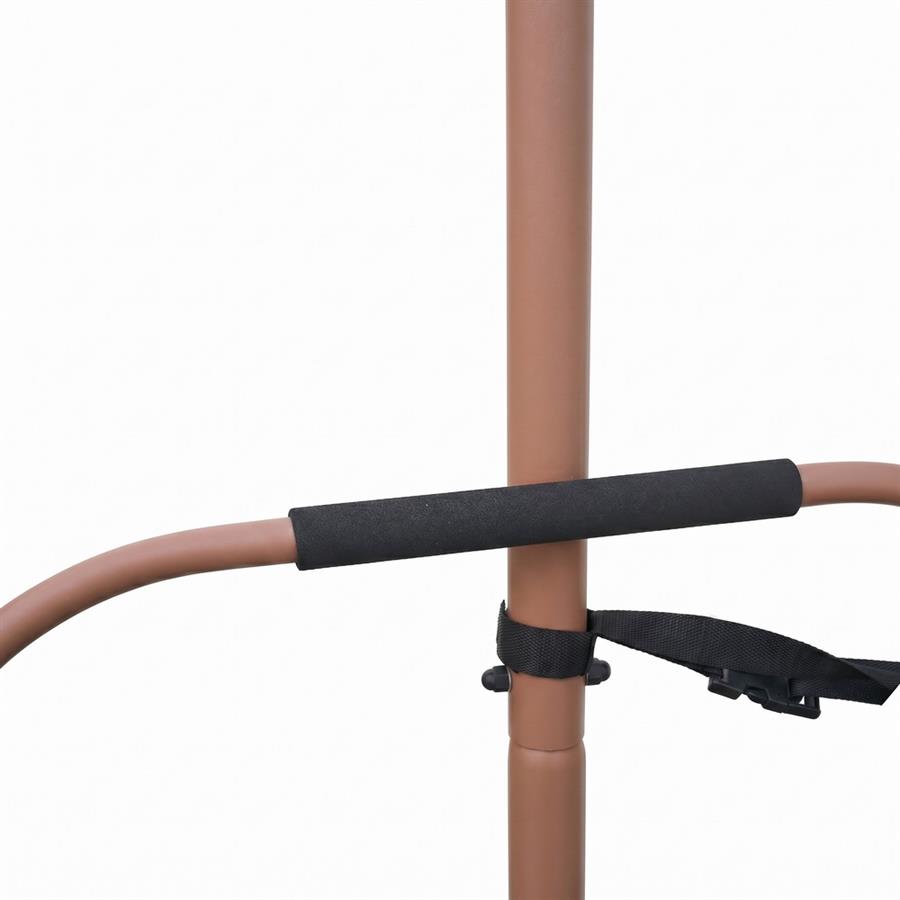 Poltrona sospesa da giardino mocha struttura in acciaio con cuscino beige - Essentia
