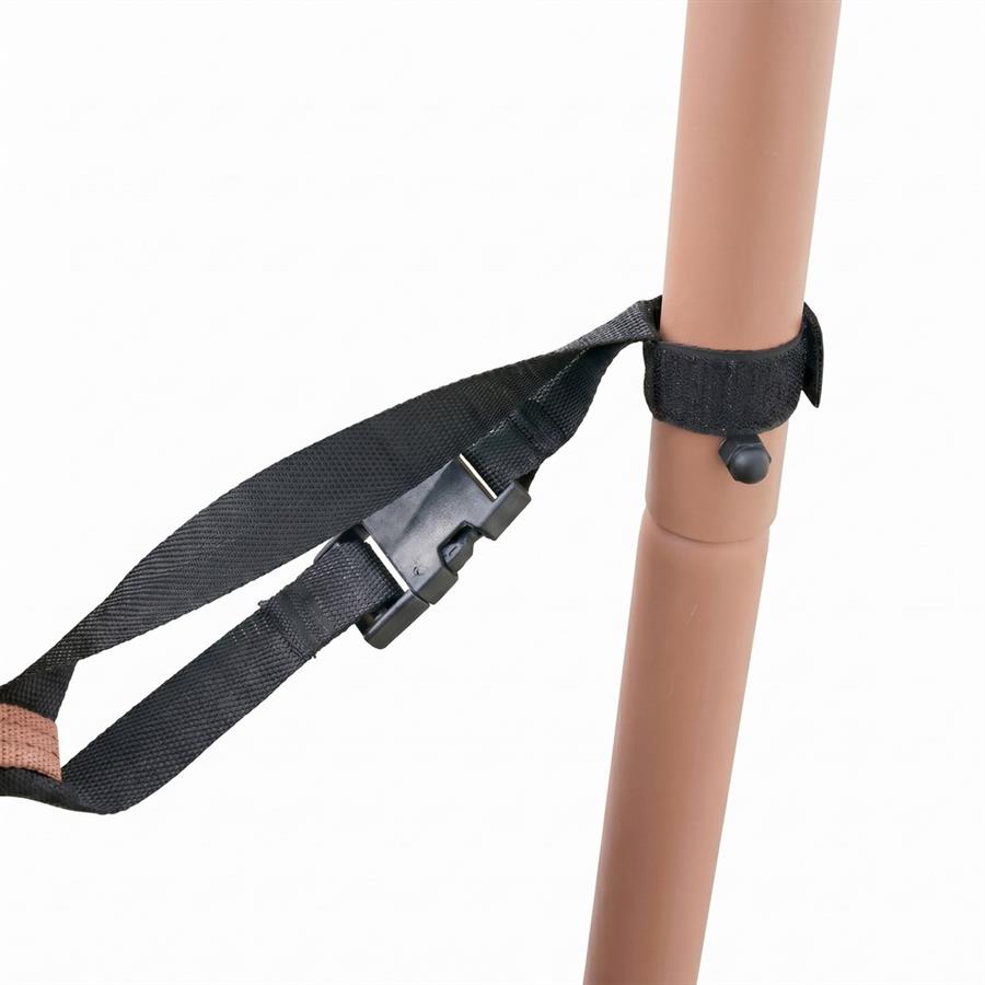 Poltrona sospesa da giardino mocha struttura in acciaio con cuscino beige - Essentia