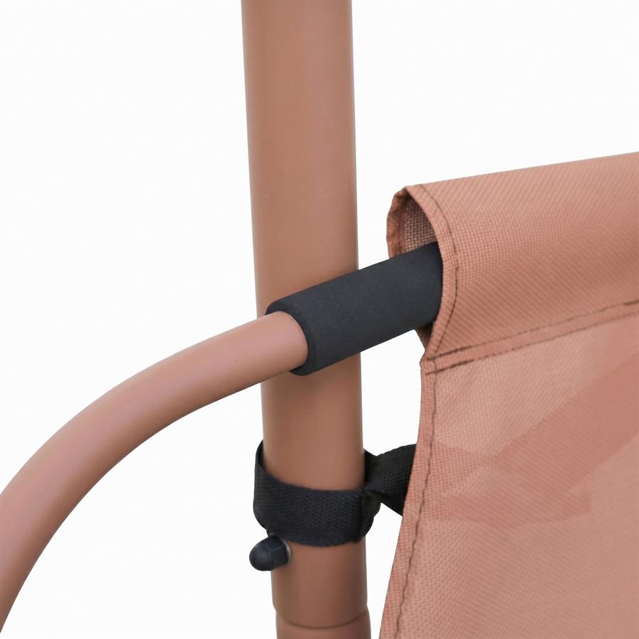 Poltrona sospesa da giardino mocha struttura in acciaio con cuscino beige - Essentia