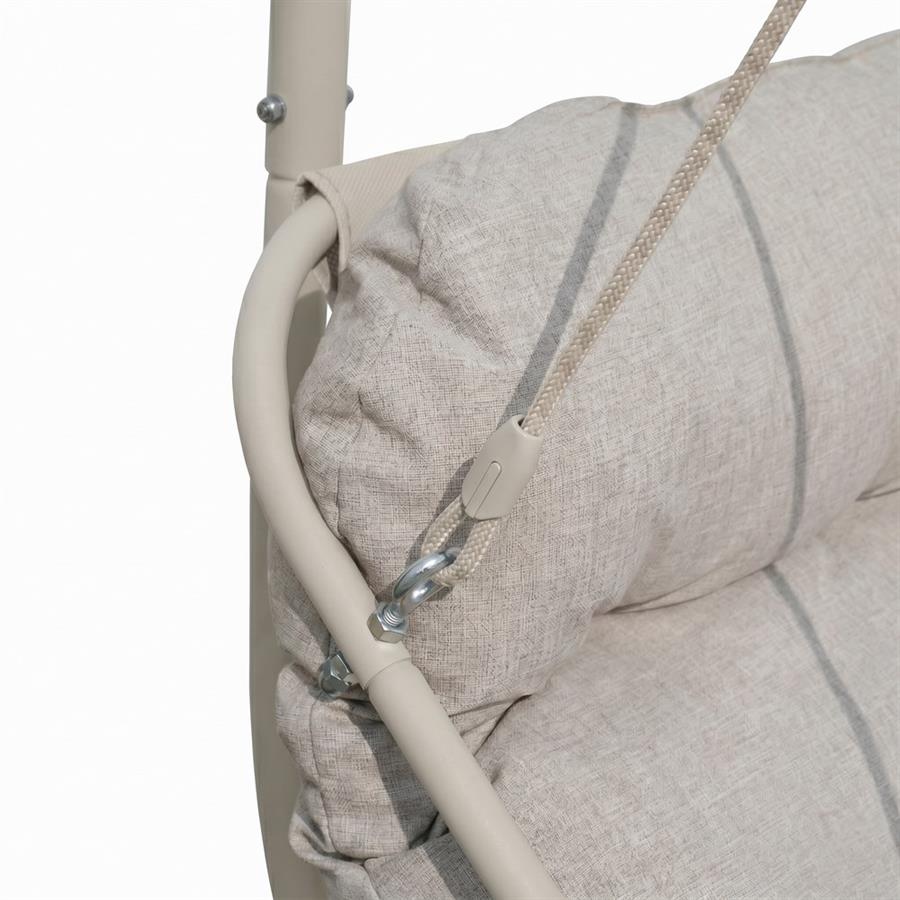 Poltrona sospesa struttura in acciaio bianco con cuscino beige - Essentia