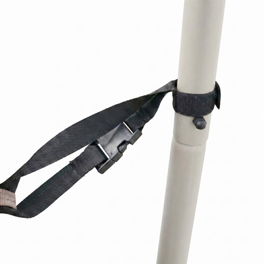 Poltrona sospesa struttura in acciaio bianco con cuscino beige - Essentia
