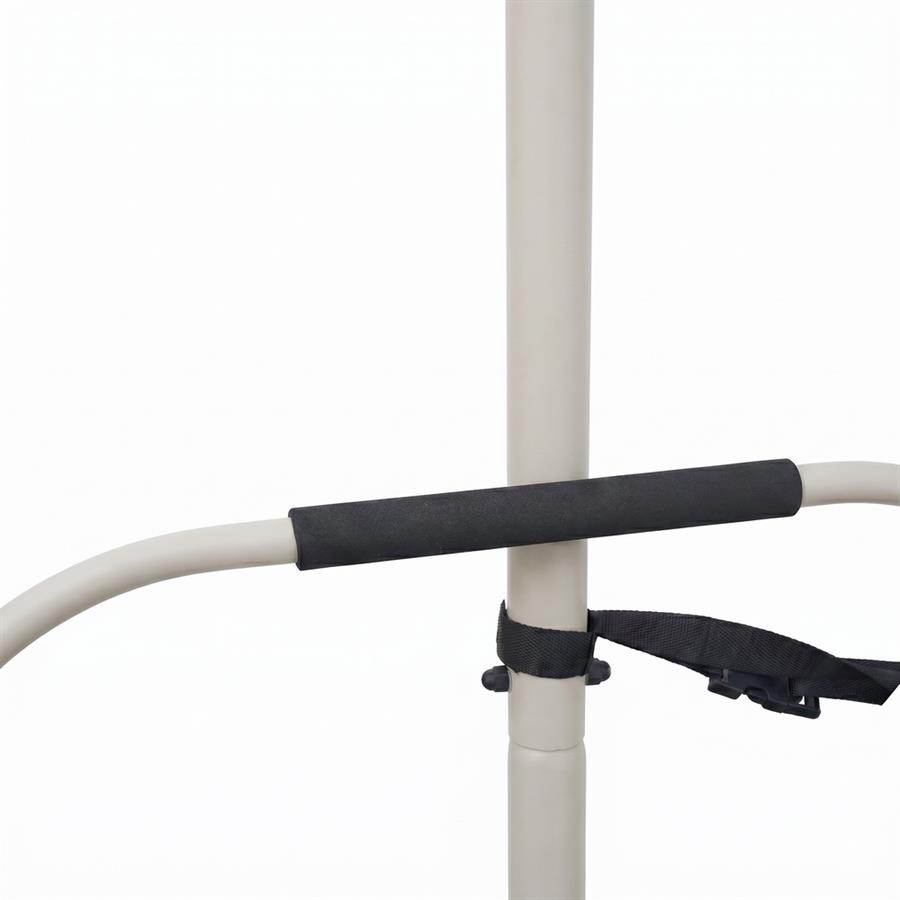 Poltrona sospesa struttura in acciaio bianco con cuscino beige - Essentia