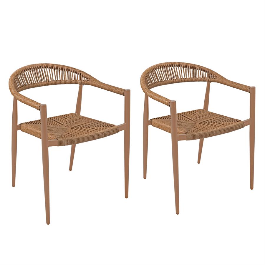 Set 2 sedie da pranzo outdoor in alluminio e polyrattan natural - Satori