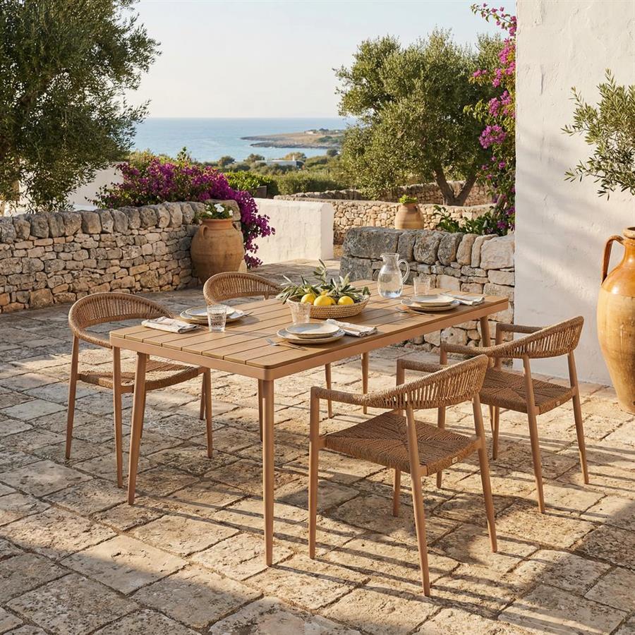 Set 2 sedie da pranzo outdoor in alluminio e polyrattan natural - Satori