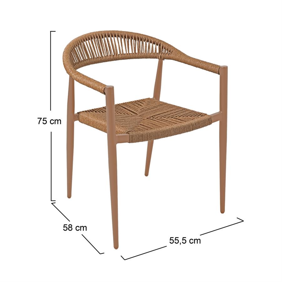 Set 2 sedie da pranzo outdoor in alluminio e polyrattan natural - Satori