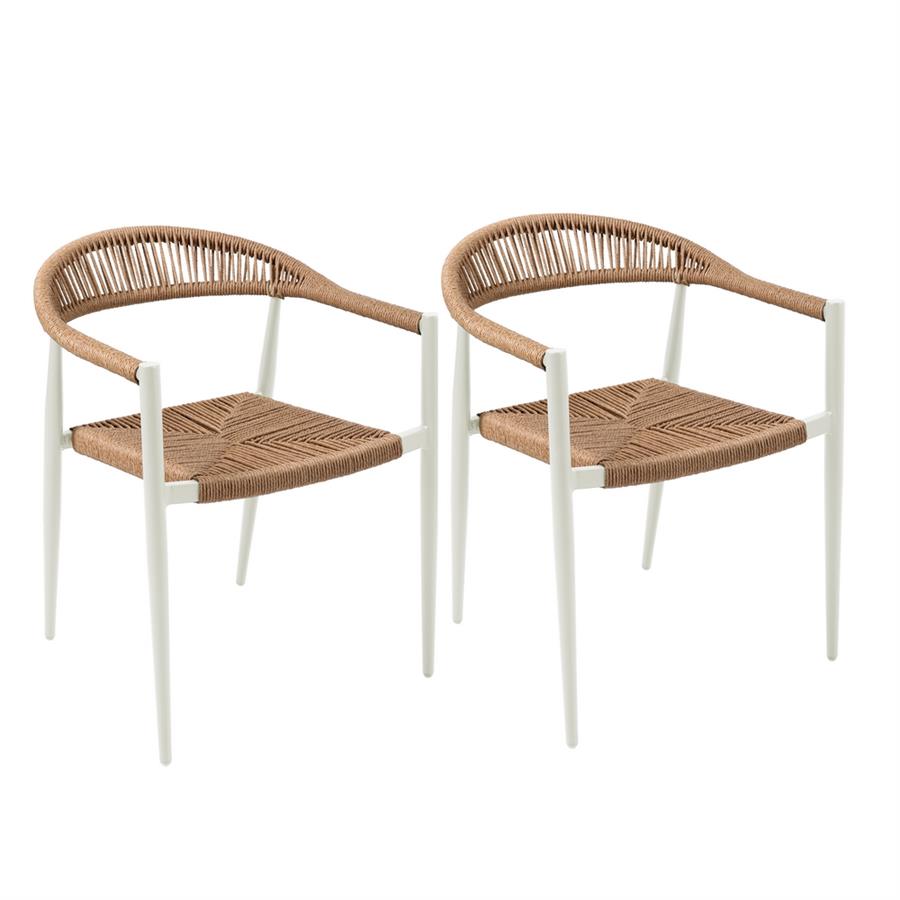 Set 2 sedie da esterno bianche in alluminio e polyrattan - Satori
