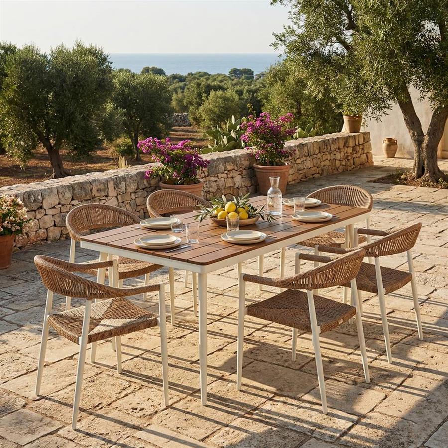 Set 2 sedie da esterno bianche in alluminio e polyrattan - Satori