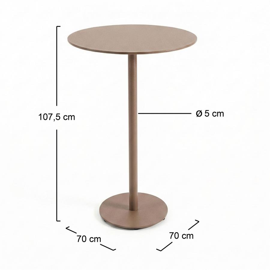 Tavolo bar da esterno mocha mousse in alluminio 70x70 cm - Satori