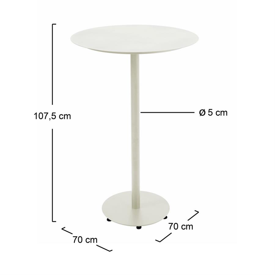 Tavolo alto da esterno bianco latte in alluminio 70x70 cm - Satori