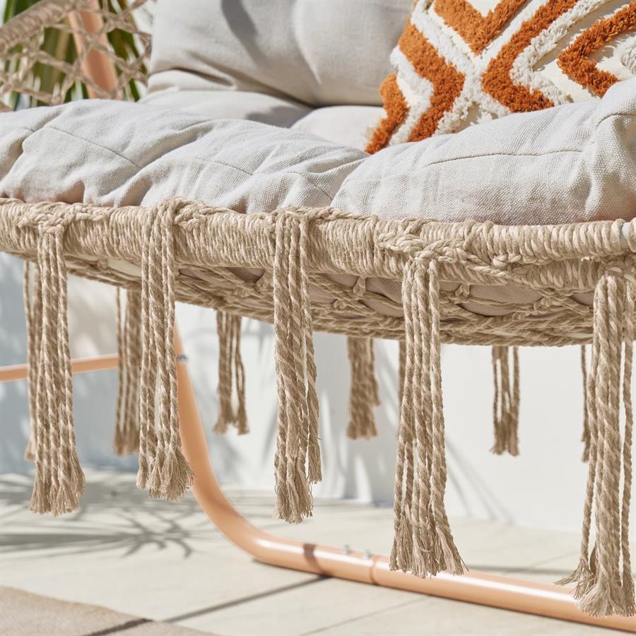 Dondolo sospeso 2 posti mocha con cuscino impermeabile 170x110x175 cm - Satori
