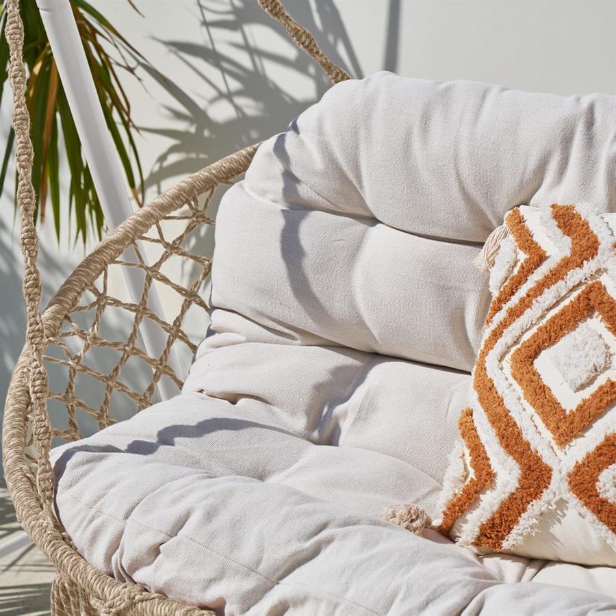 Dondolo 2 posti telaio acciaio bianco con cuscino 170x110x175 cm - Satori