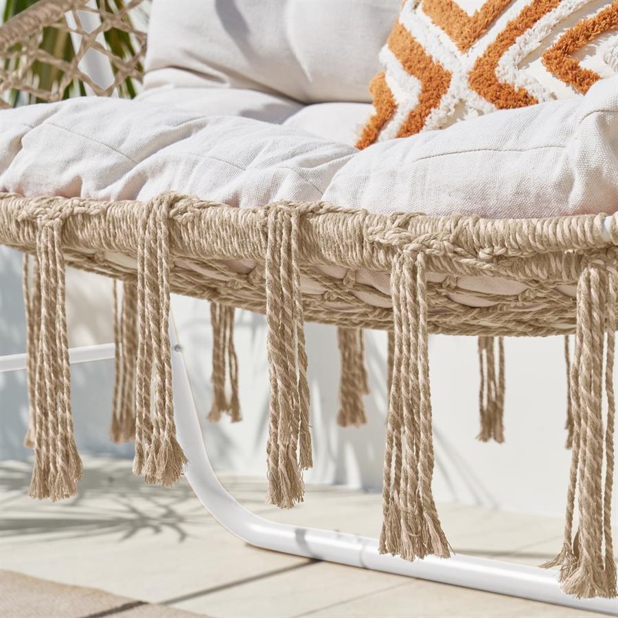 Dondolo 2 posti telaio acciaio bianco con cuscino 170x110x175 cm - Satori