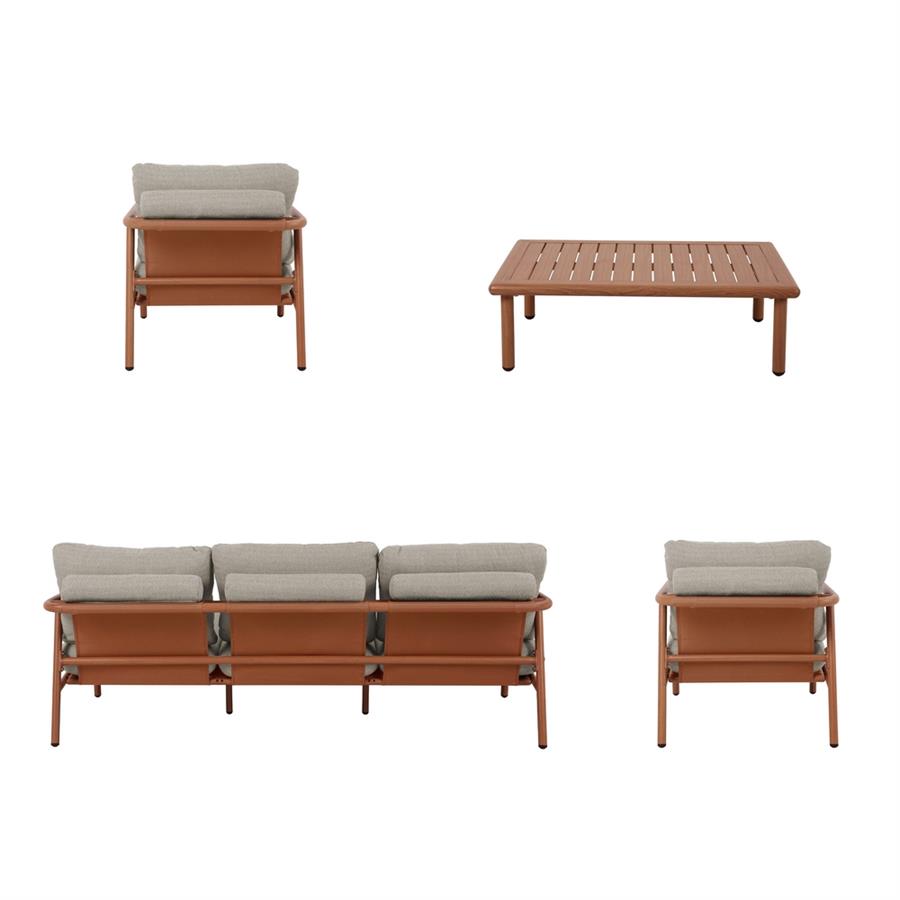 Set salotto da giardino 5 posti in alluminio  effetto legno -Nayara