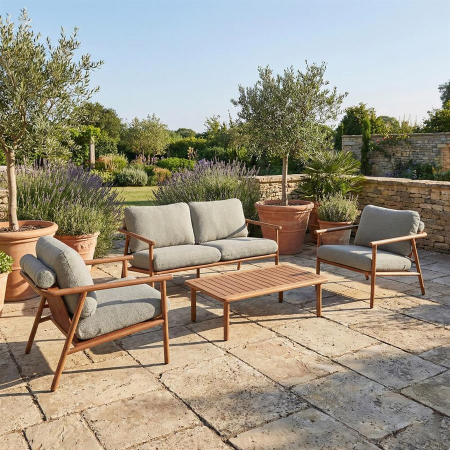 Set da giardino 4 posti  in alluminio effetto legno - Nayara