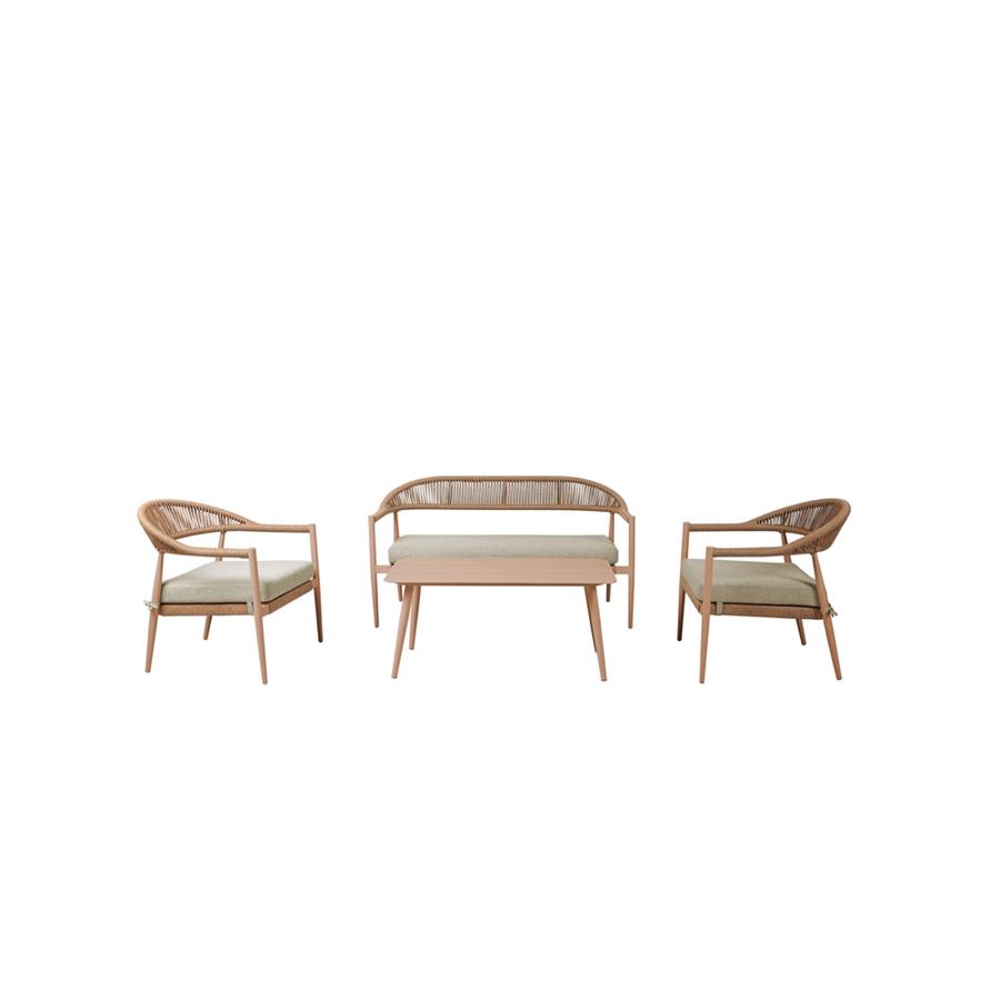 Salotto da giardino 4 posti in alluminio e polyrattan mocha -Satori