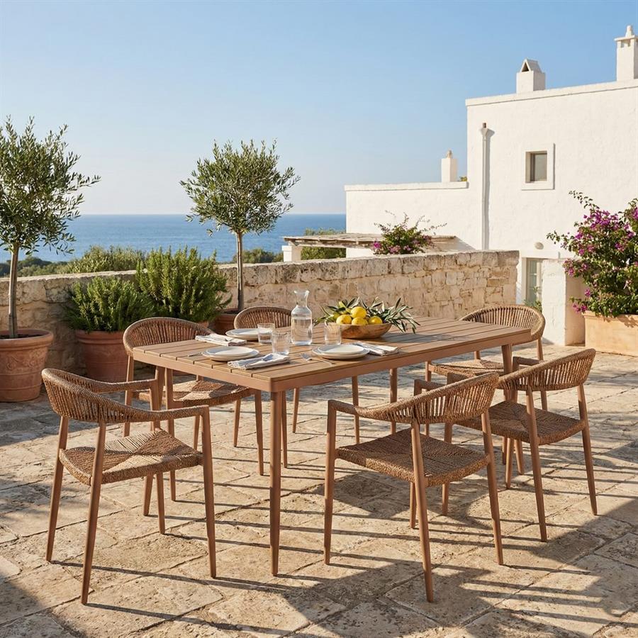 Tavolo da giardino in alluminio e polywood natural 160x90cm - Satori