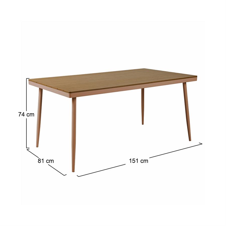 Tavolo da giardino in alluminio e polywood natural 160x90cm - Satori