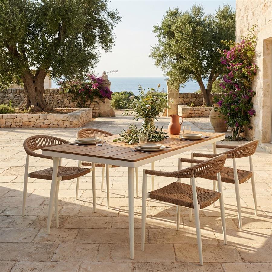 Tavolo da giardino in alluminio bianco e polywood 160x90cm - Satori