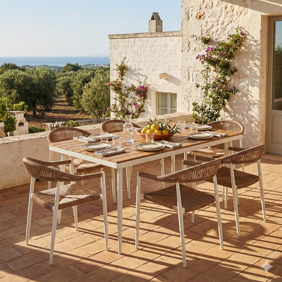 Tavolo da giardino in alluminio bianco e polywood 160x90cm - Satori