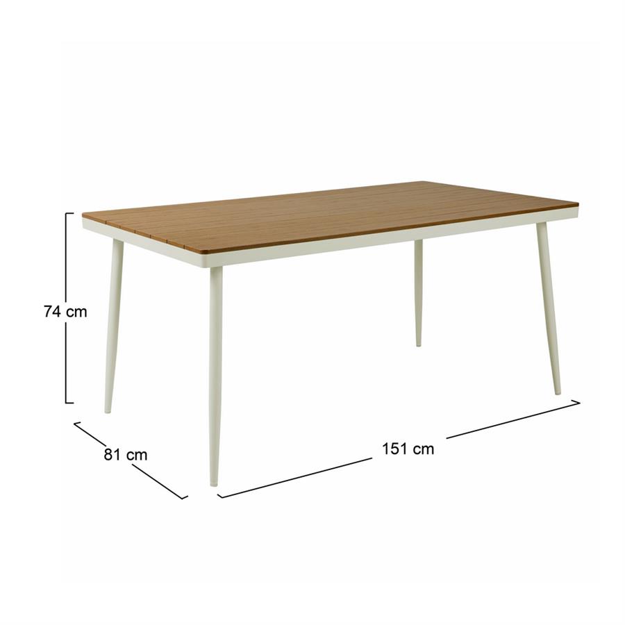 Tavolo da giardino in alluminio bianco e polywood 160x90cm - Satori