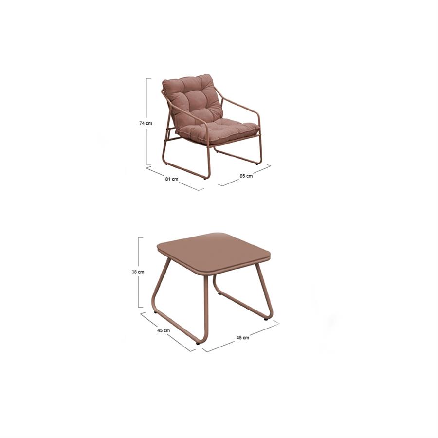 Set da giardino 2 posti in acciaio mocha mousse - Essentia
