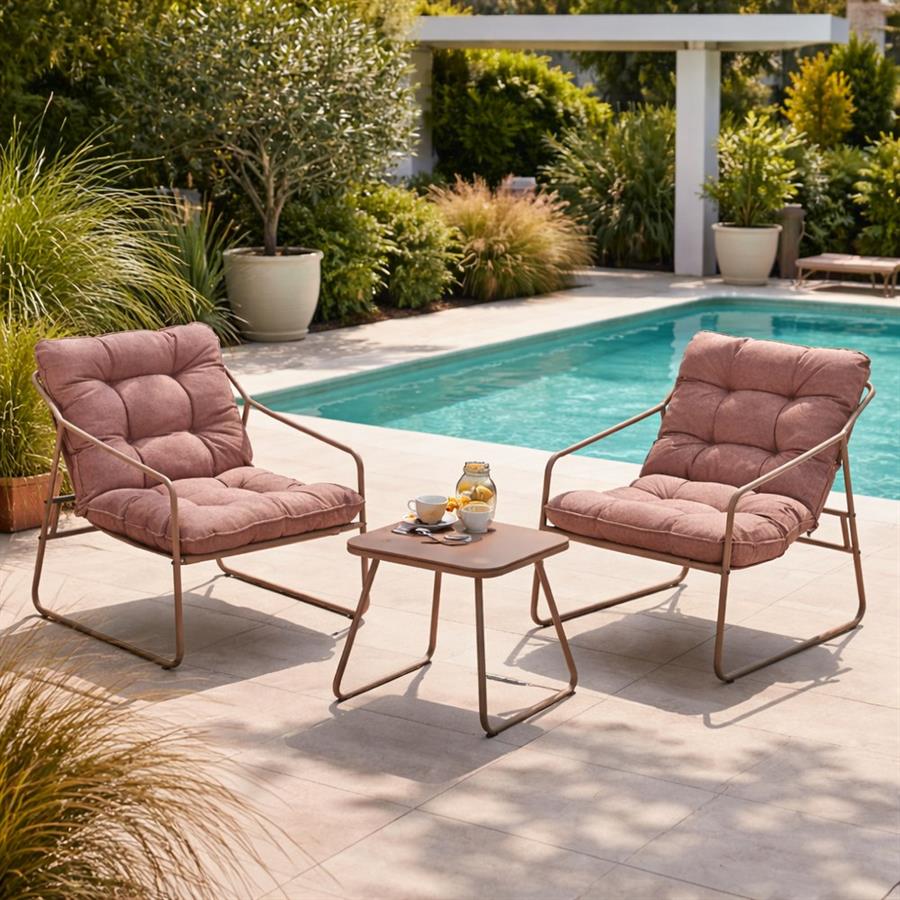 Set da giardino 2 posti in acciaio mocha mousse - Essentia