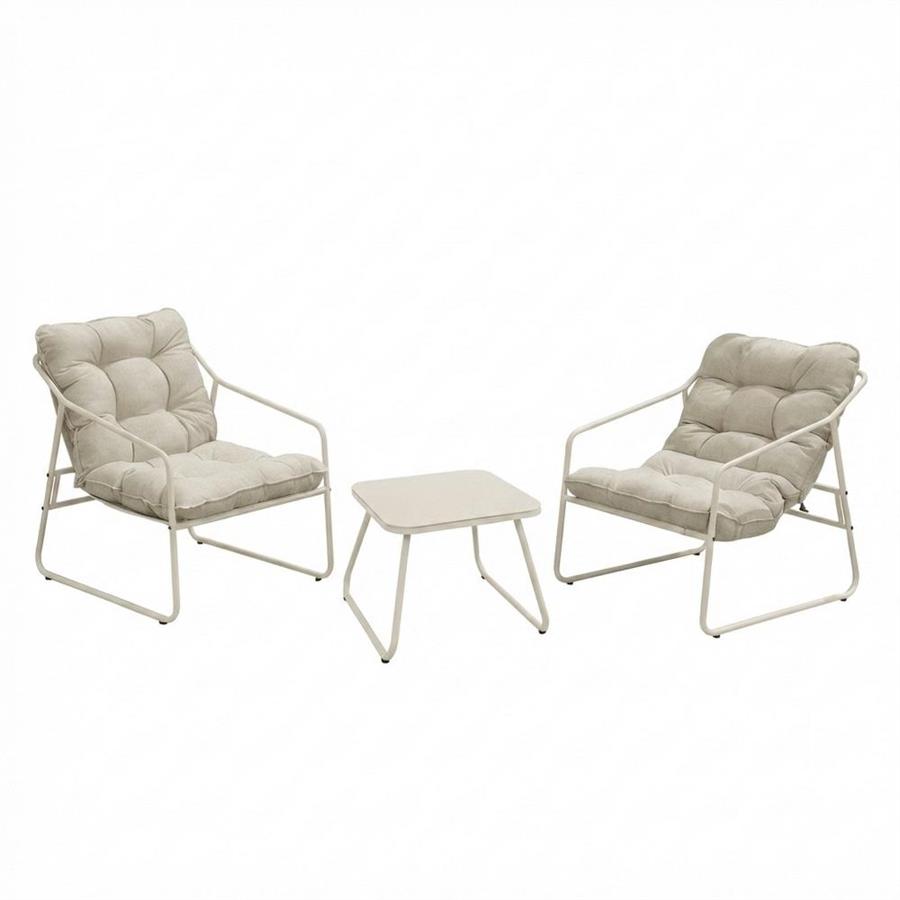 Set da giardino 2 posti bianco latte in acciaio  - Essentia