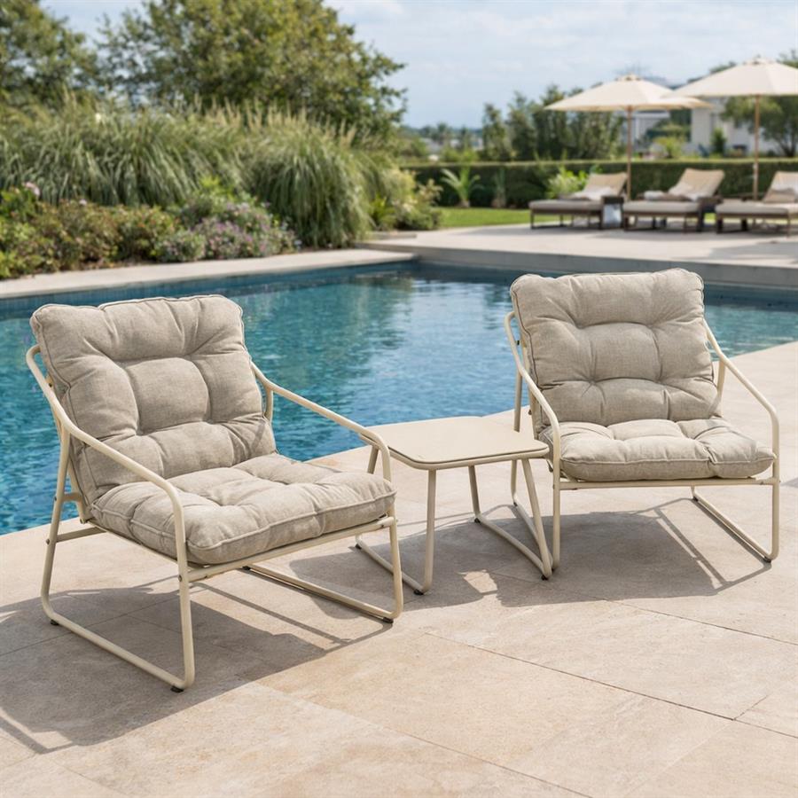 Set da giardino 2 posti bianco latte in acciaio  - Essentia