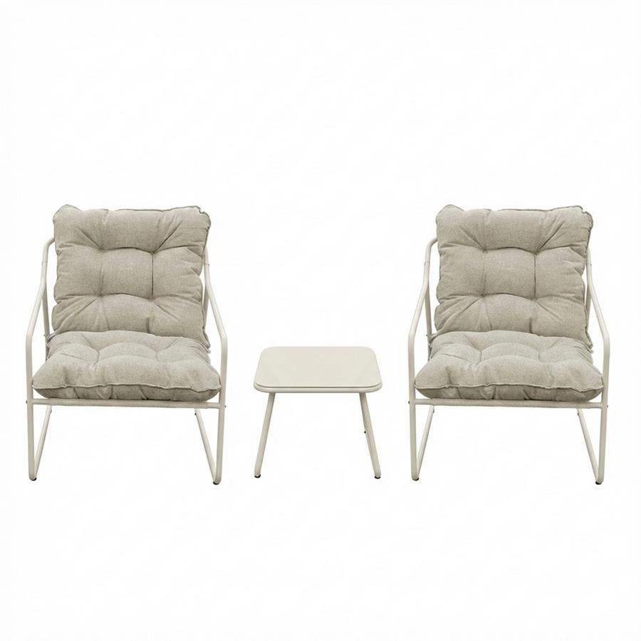 Set da giardino 2 posti bianco latte in acciaio  - Essentia