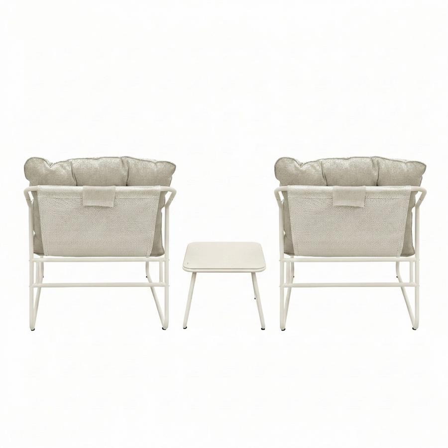 Set da giardino 2 posti bianco latte in acciaio  - Essentia