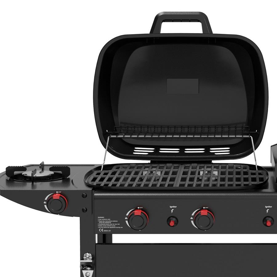 Barbecue a gas con piastra forno pizza e fornello laterale nero - Jolly